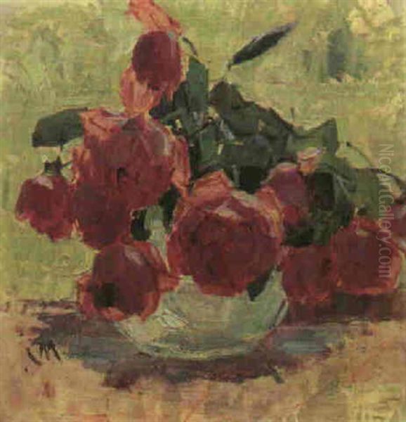 Rosen Oil Painting by Carl Moll