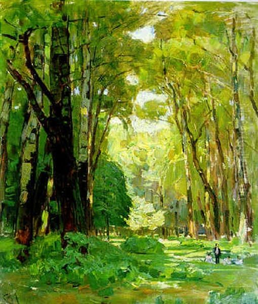 Die Jesuitenwiese Im Prater Oil Painting by Carl Moll