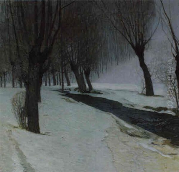 Preinbach Im Winter (semmering-raxgebiet) Oil Painting by Carl Moll