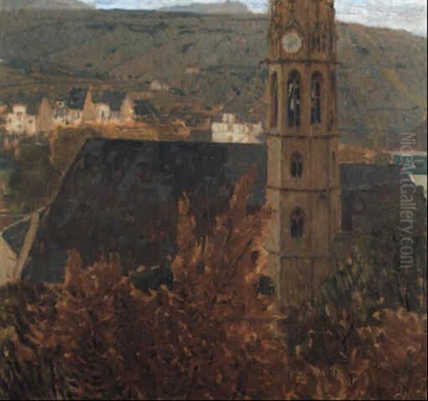 Heiligenst,tter Pfarrkirche Im Herbst Oil Painting by Carl Moll