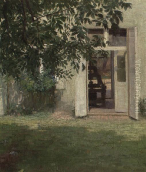 Blick In Die Druckerei-werkst,tte Oil Painting by Carl Moll