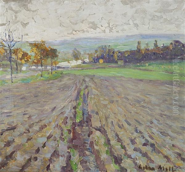 Les Champs, Paysage Impressionniste Oil Painting by Oskar Moll