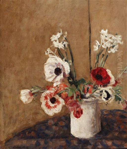 Vase Mit Blumen Oil Painting by Oskar Moll