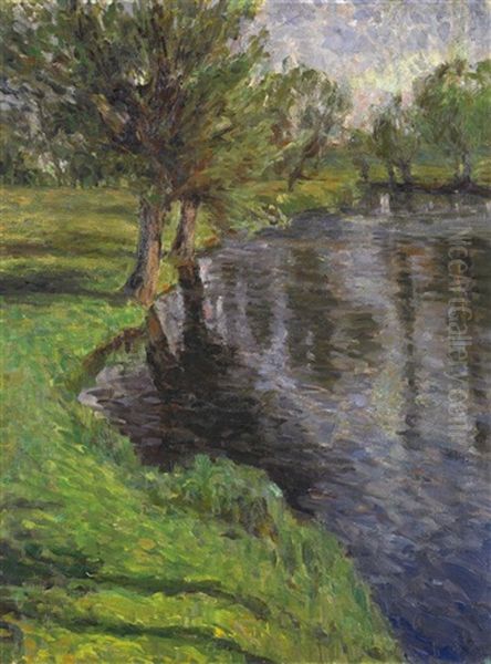 Weiden Am Teich Oil Painting by Oskar Moll