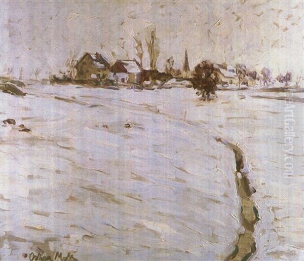 Winterlandschaft Bei Grafrath Oil Painting by Oskar Moll