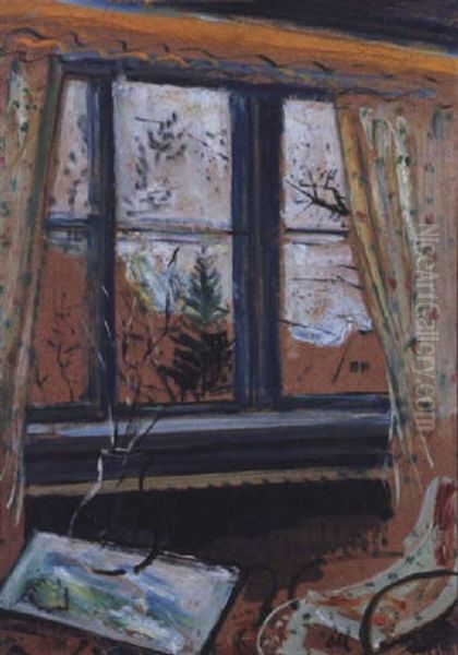 Fensterausblick In Den Garten Oil Painting by Oskar Moll