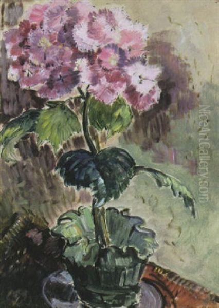 Blumentopf Mit Bluhender Hortensie Oil Painting by Oskar Moll