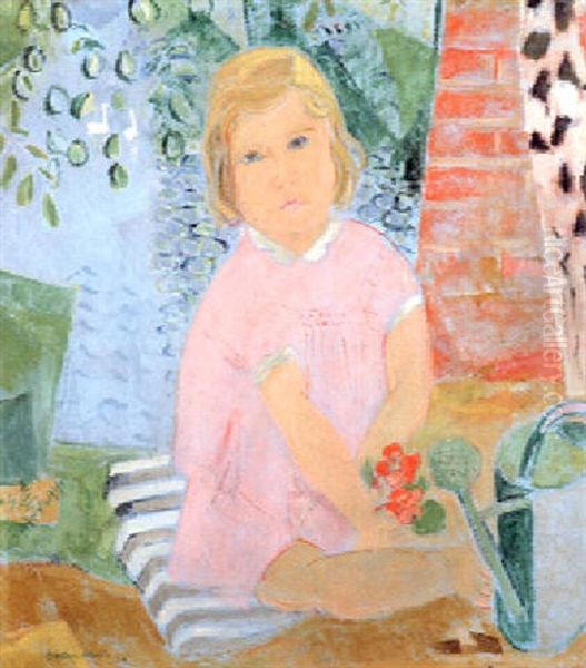 Madchen Im Garten Oil Painting by Oskar Moll