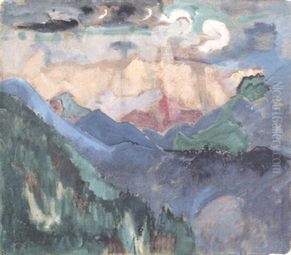 Berglandschaft Im Toten Gebirge Oil Painting by Oskar Moll