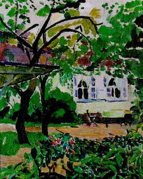 Terrasse Im Garten Oil Painting by Oskar Moll