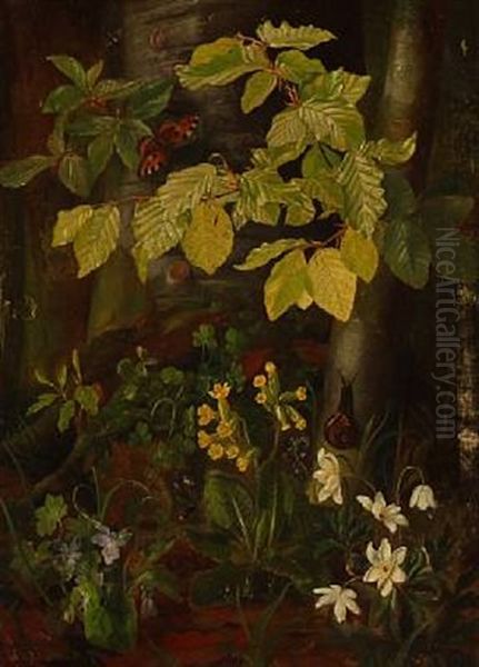 A Forest Floor Oil Painting by Christian Juel Moellback