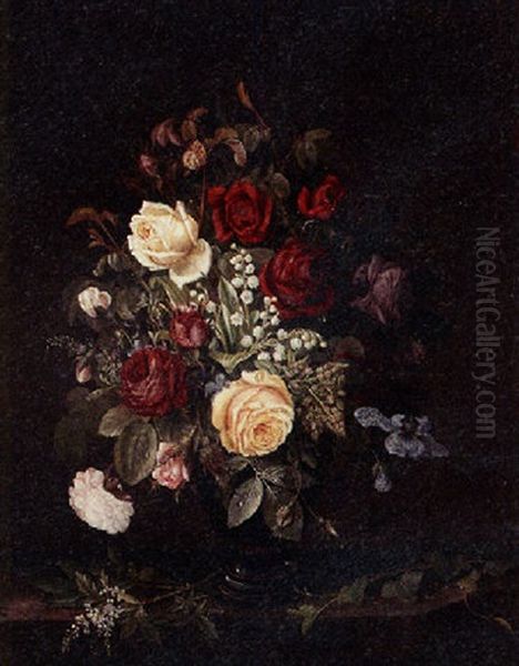 Still Life With Flowers Oil Painting by Christian Juel Moellback