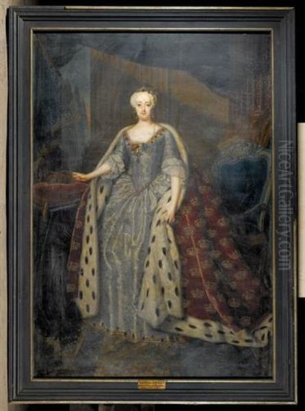 Portrait Of Queen Sophie Magdalene, Wife Of King Christian Vi Of Denmark Oil Painting by Andreas Moller