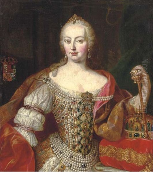 Portrait Of Empress Maria-theresa, Queen Of Hungary Oil Painting by Andreas Moller