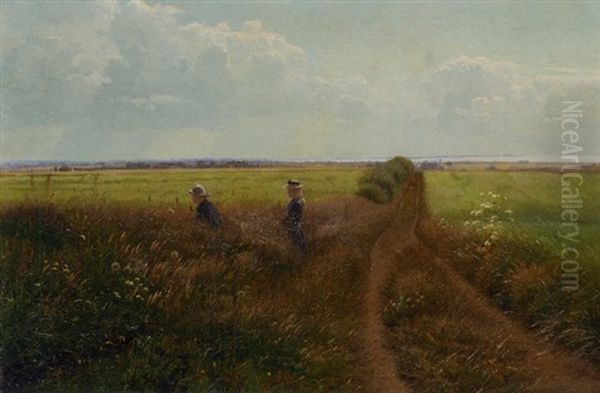 In The Fields Oil Painting by Carl Henrik Koch Moller