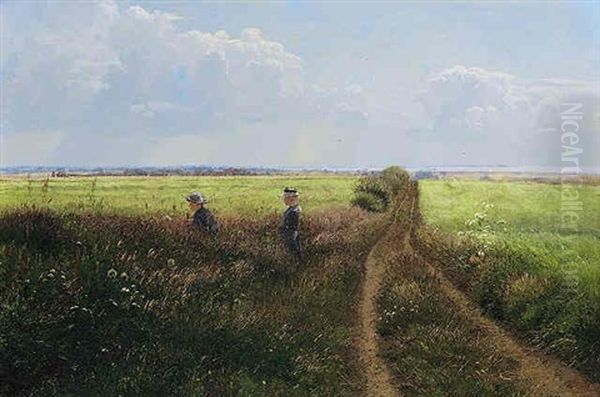 Promenade Pa Landet Oil Painting by Carl Henrik Koch Moller