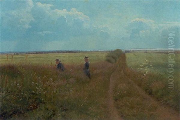 Markvej Med Dreng Og Pige, Fra Egnen Omkring Tune Landboskole Oil Painting by Carl Henrik Koch Moller