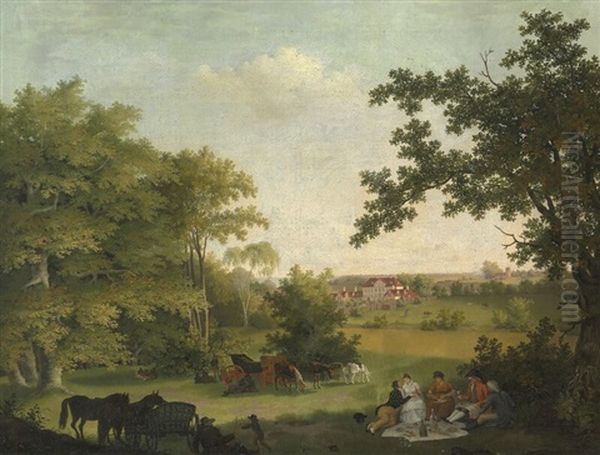 Landscape With Schaeffergaarden In Jaegersborg Oil Painting by Jens Peter (I.P.) Moeller