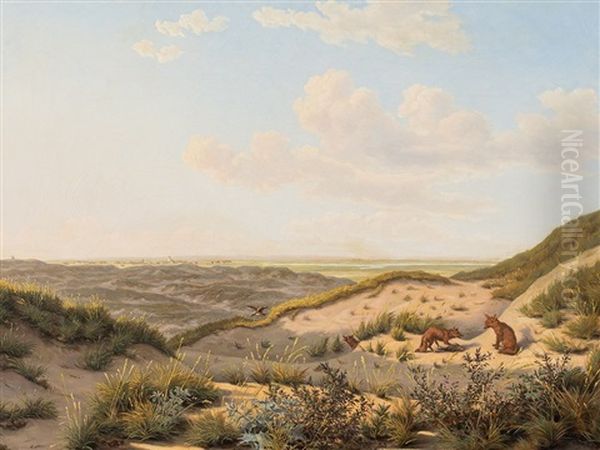 Dunes At Vejlby Oil Painting by Jens Peter (I.P.) Moeller