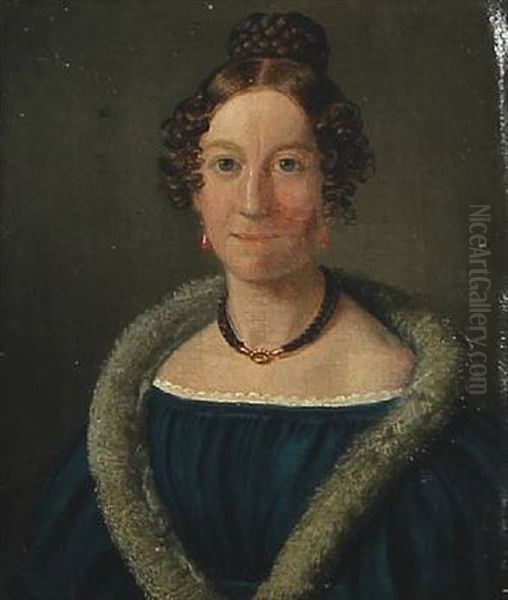 A Woman's Portrait Oil Painting by Jens Peter (I.P.) Moeller