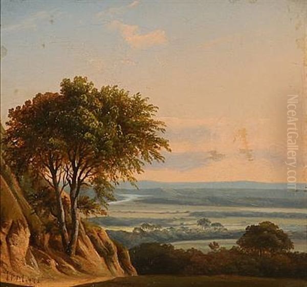 Summer Landscape With View Of A Valley Oil Painting by Jens Peter (I.P.) Moeller