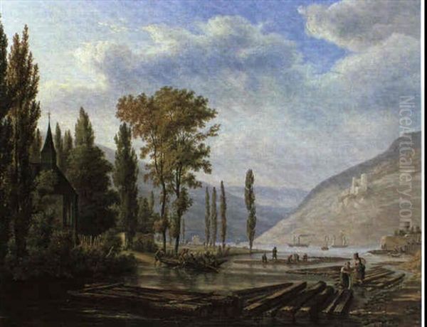 Schloss Karlstein Und Die Kirche Baungratz Bei Bad          Reichenhall Oil Painting by Jens Peter (I.P.) Moeller