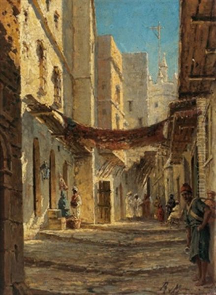 Algier, Rue De La Kaitba Oil Painting by Reinhold von Moeller