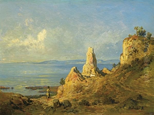 Balatonakarattya Oil Painting by Jozsef Molnar