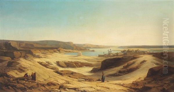 Overlooking The Nile Oil Painting by Florent Mols