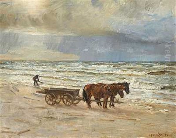 Hestekoretoj, Der Henter Drivtommer, Kandestederne Oil Painting by Niels Pedersen Mols