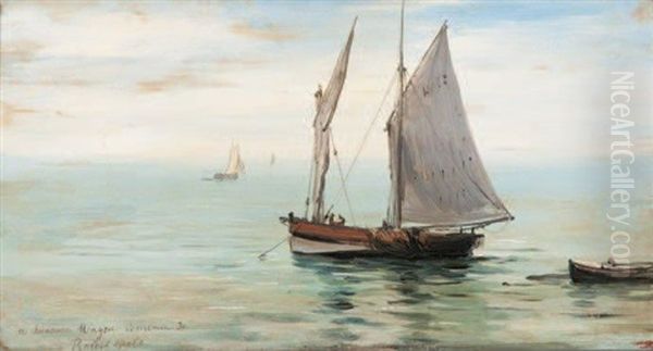 Barque En Mer Oil Painting by Robert Charles Gustave Laurens Mols