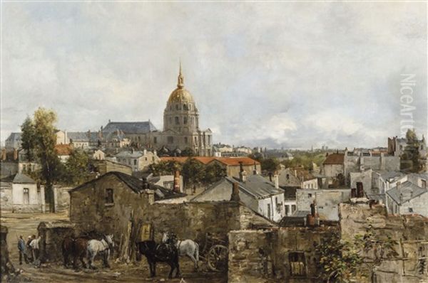 Vue Panoramique A Paris Pres Du Dome Des Invalides Oil Painting by Robert Charles Gustave Laurens Mols