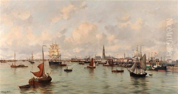 Vue Du Port D'anvers Oil Painting by Robert Charles Gustave Laurens Mols