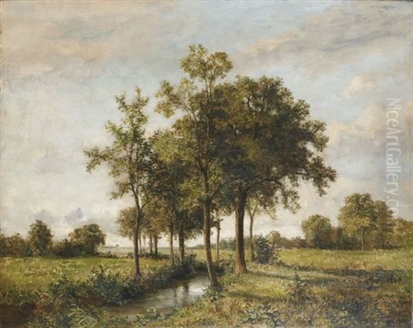 Paysage Bord De Ruisseau Oil Painting by Robert Charles Gustave Laurens Mols