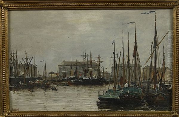 Antwerpse Haven Oil Painting by Robert Charles Gustave Laurens Mols