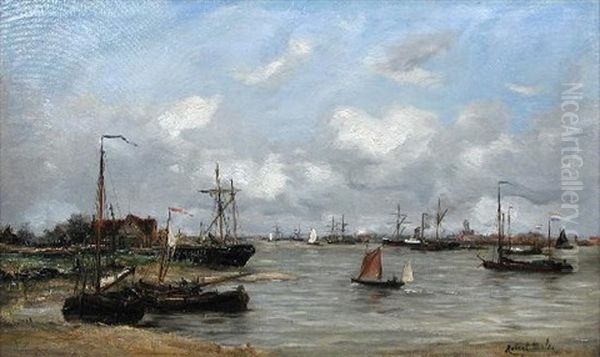 Port D'anvers Oil Painting by Robert Charles Gustave Laurens Mols