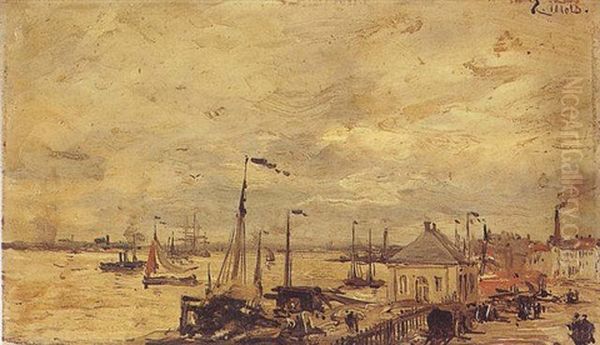 Le Temps Gris Sur Le Port Oil Painting by Robert Charles Gustave Laurens Mols