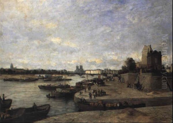 Paris, La Seine Et L'ile Saint-louis Vues Du Quai Henri Iv by Robert Charles Gustave Laurens Mols