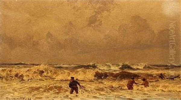 Vragbjergning. Vesterhavet Oil Painting by Christian Ferdinand Andreas Molsted