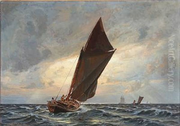 Morgenstemning I Sundet Oil Painting by Christian Ferdinand Andreas Molsted