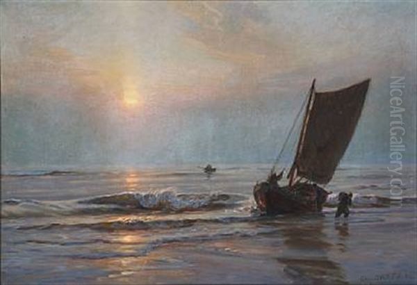 Stille Aften Ved Vesterhavet Oil Painting by Christian Ferdinand Andreas Molsted