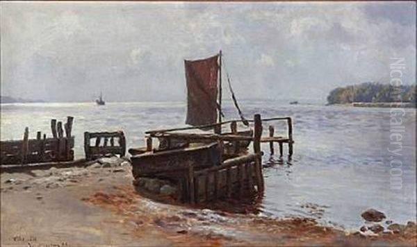 Coastal Scene From Vordingborg, Denmark Oil Painting by Christian Ferdinand Andreas Molsted