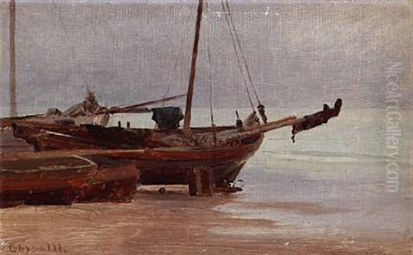 Baade Paa Stranden I Lonstrup Oil Painting by Christian Ferdinand Andreas Molsted