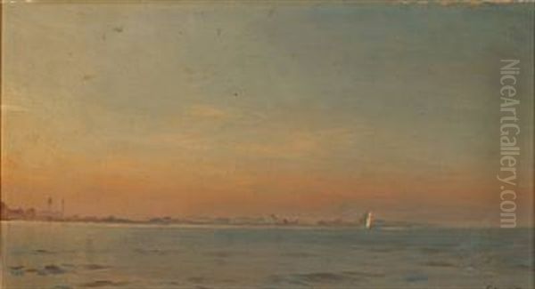 Coastal Scene On A Late Summer Day Oil Painting by Christian Ferdinand Andreas Molsted