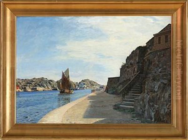 Det Gamle Havnefort Ved Det Nordre Indlob Til Marstrand (the Old Harbour Fort At Marstrand) Oil Painting by Christian Ferdinand Andreas Molsted