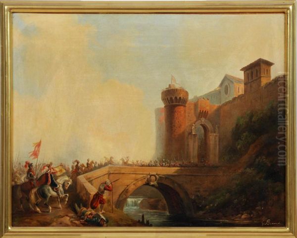 Battlewith Castello Oil Painting by Gaetano Bianchi