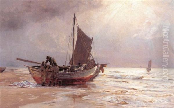 Stranden Ved Lonstrup Oil Painting by Christian Ferdinand Andreas Molsted