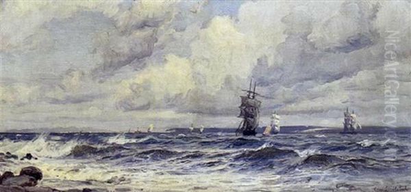 Sejlskibe Ud For Kullen Oil Painting by Christian Ferdinand Andreas Molsted