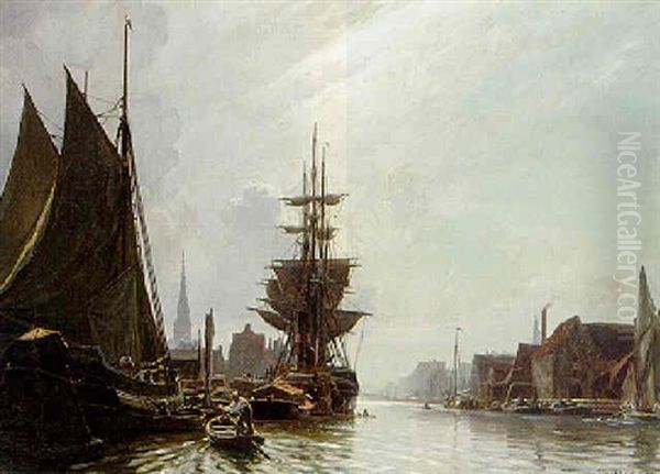 Fra Kobnhavns Havn Oil Painting by Christian Ferdinand Andreas Molsted