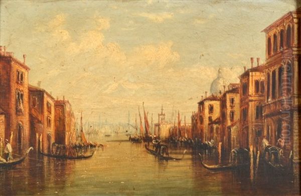 A Venetian Canal Oil Painting by Francis Moltino